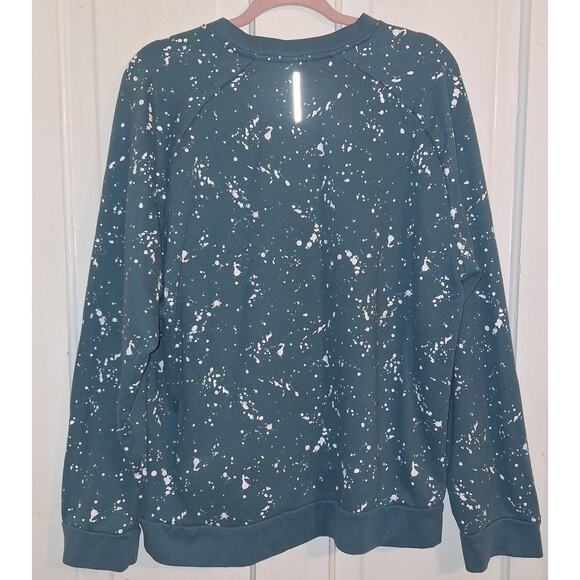 Zelos Size XL Green White Splattered Athletisure Indie Sleaze Running Sweatshirt - Picture 1 of 4